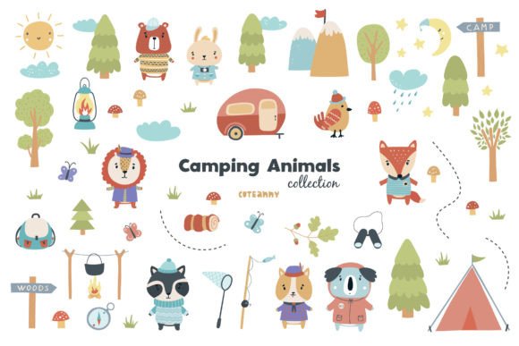 Download Camping Animal Digital Printable Clipart - Animal Collection