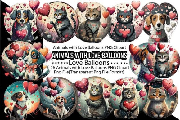 Download Animals with Love Balloons Sublimation - Animal Collection