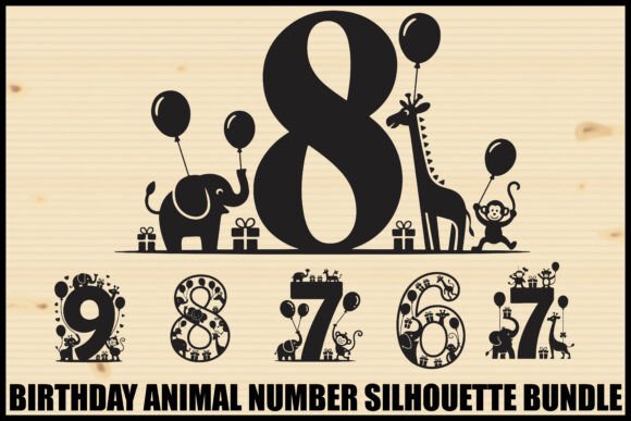 Download Birthday Animal Number Silhouette Bundle - Animal Collection