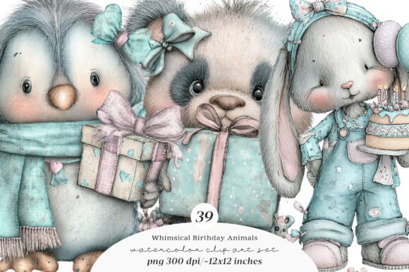 Download Whimsical Birthday Animal Clipart - Animal Collection